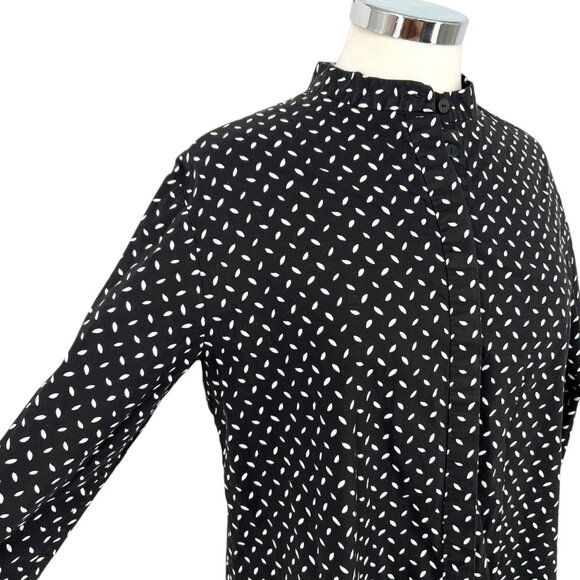 Diane Von Furstenberg Printed Stand Up Collar Button Up Blouse Black Size Small - Picture 3 of 11